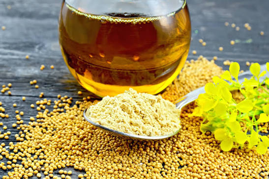 Cold pressed yellow mustard oil bottles by Organo Bharat, Gorakhpur